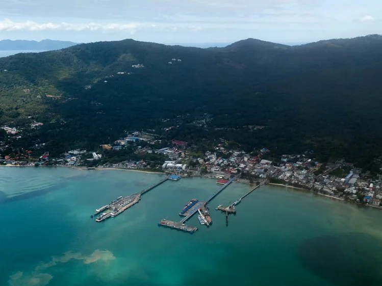 Nathon town and the ferry piers from the air
